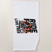 Ride Fast Live Gratis Fietser T-shirt Strandlaken (Voorkant)