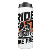 Ride Fast Live Gratis Fietser T-shirt Thermosbeker (Voorkant)