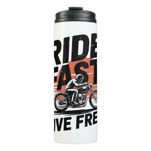 Ride Fast Live Gratis Fietser T-shirt Thermosbeker (Voorkant)