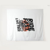 Ride Fast Live Gratis Fietser T-shirt Wandkleed (Voorkant (horizontaal))