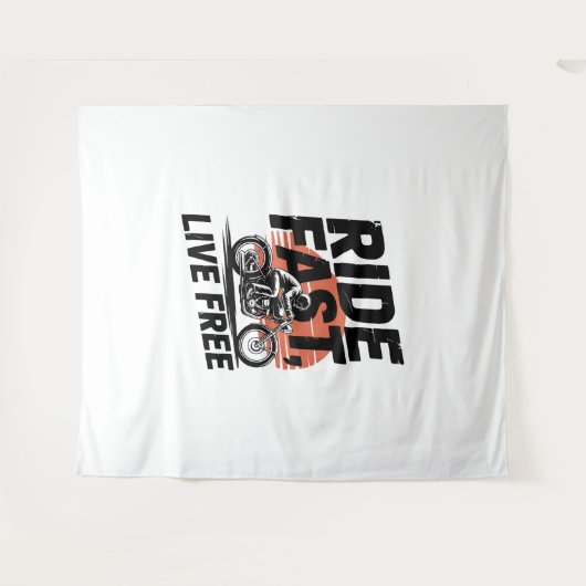 Ride Fast Live Gratis Fietser T-shirt Wandkleed (Voorkant (horizontaal))