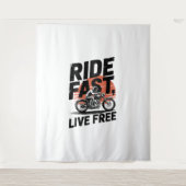 Ride Fast Live Gratis Fietser T-shirt Wandkleed (Voorkant)
