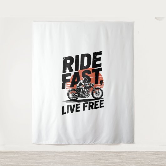 Ride Fast Live Gratis Fietser T-shirt Wandkleed (Voorkant)