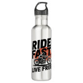 Ride Fast Live Gratis Fietser T-shirt Waterfles (Voorkant)