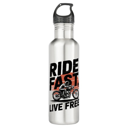 Ride Fast Live Gratis Fietser T-shirt Waterfles (Voorkant)