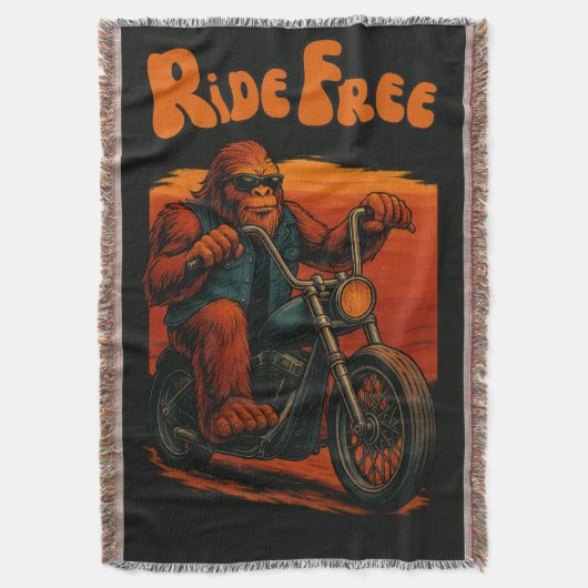 Ride Free Bigfoot on Motorcycle with Sunset Deken (Voorkant Verticaal)