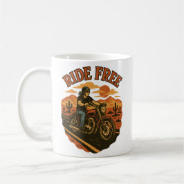 Ride Free Vintage Motorcycle Adventure Art Koffiemok