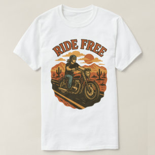 Ride Free Vintage Motorfiets Avontuur Kunst T-shirt
