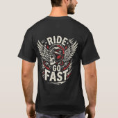 Ride Go Fast Winged Skull Biker T-shirt (Achterkant)