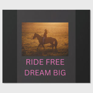Ride gratis, droom groot Paardrijder Zonsondergang Cadeaupapier