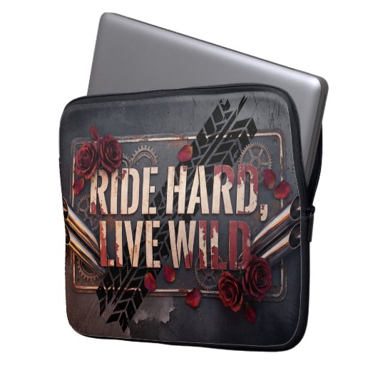 ride hard live wild laptop sleeve (Voorkant Links)