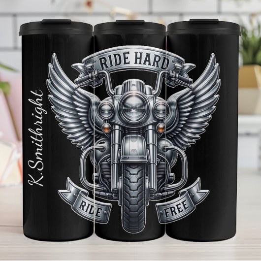 Ride Hard Ride Free Winged Motorcycle Thermosbeker