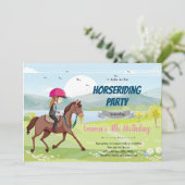 Ride horseback-jarig meisje kaart (Staand voorkant)