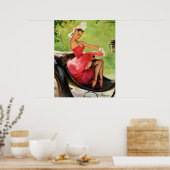 Ride in het Park Retro Pin Up Girl Poster (Keuken)