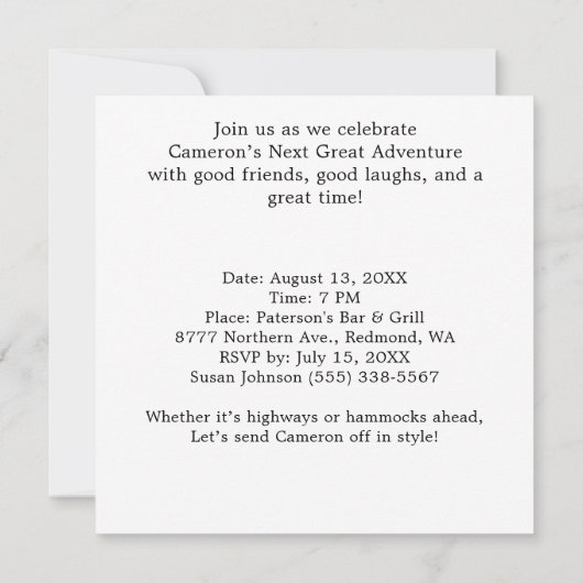 Ride in pensioen Gecko Motorcycle Party Uitnodigen (Achterkant)