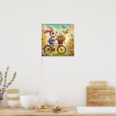 Ride Into Joy - Bunny Bicycle Poster (Keuken)