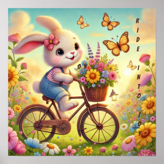 Ride Into Joy - Bunny Bicycle Poster (Voorkant)