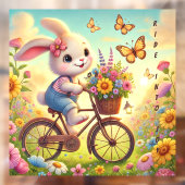 Ride Into Joy - Bunny Bicycle Raamsticker (Vel 2)