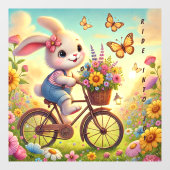 Ride Into Joy - Bunny Bicycle Raamsticker (Vel)