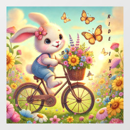 Ride Into Joy - Bunny Bicycle Raamsticker