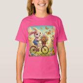 Ride Into Joy - Bunny Bicycle T-shirt (Voorkant)