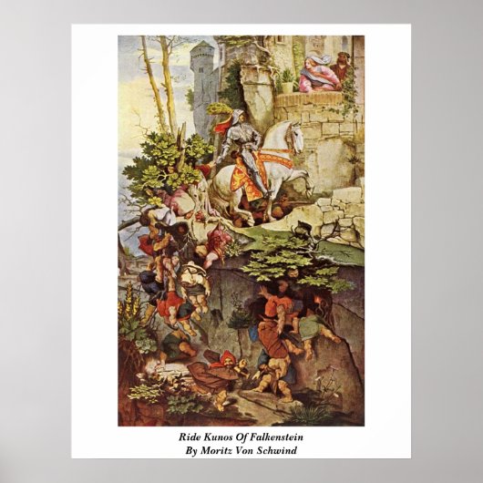 Ride Kunos van Falkenstein door Moritz von Schwind Poster (Voorkant)