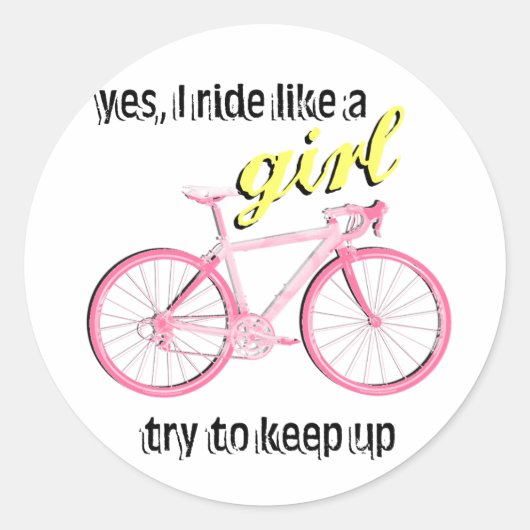 Ride like a Girl Ronde Sticker (Voorkant)