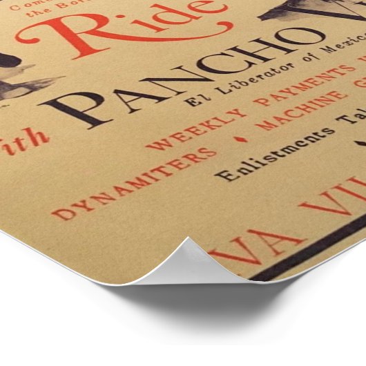 Ride met Pancho Villa Old Poster (Hoek)