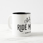 Ride more Angst Minder Tweekleurige Koffiemok (Voorkant links)
