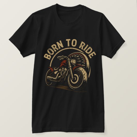 Ride Motorfiets T-Shirt – Retro Biker Graphic (Design voorkant)