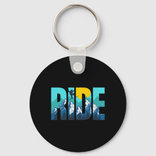 Ride Mountain Snowboarding Slopes Sunset Graphic Sleutelhanger
