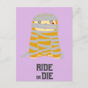 Ride of Die Mummy Sloth Halloween Briefkaart