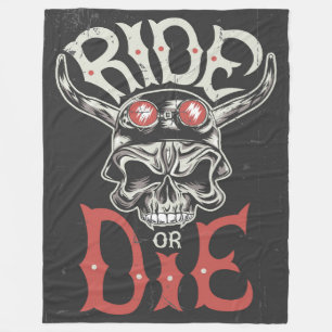 Ride of Die Viking Skull Fleece Deken