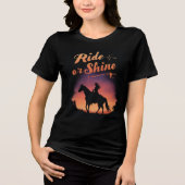 Ride of Shine Cowgirl Sunset Design Tri-Blend Shirt (Voorkant)