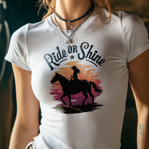 Ride of Shine Cowgirl Sunset Design Tri-Blend Shirt