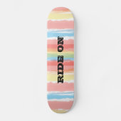 Ride op blauwe roze gele Waterverf strepen Persoonlijk Skateboard (Voorkant)