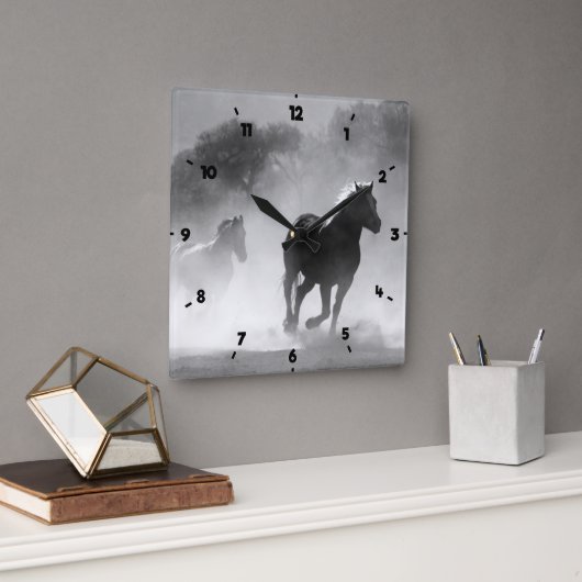 RIDE OP RUNNING HORSES GRAY VIERKANTE KLOK (Kantoor)