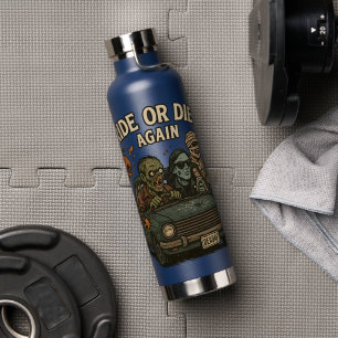 Ride Or Die Again Halloween Zombie Grappig Blauw Waterfles