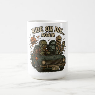 Ride Or Die Again Zombie Crew Retro Auto Halloween Magische Mok