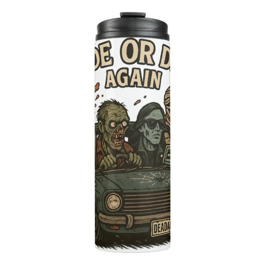 Ride Or Die Again Zombie Halloween Grappige Retro Thermosbeker (Voorkant)