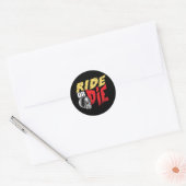 Ride or Die Funny Biker Ronde Sticker (Envelop)