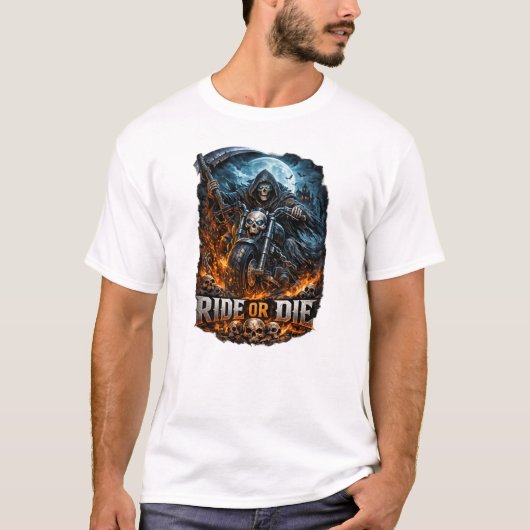 Ride or Die – Grim Reaper Biker Inferno T-shirt (Voorkant)