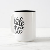Ride or Die Mug, Coffee Mug, BFF Tweekleurige Koffiemok (Voorkant links)