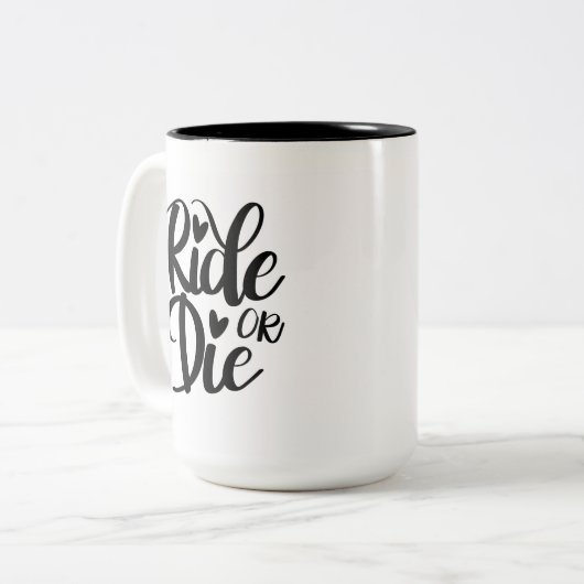 Ride or Die Mug, Coffee Mug, BFF Tweekleurige Koffiemok (Voorkant links)