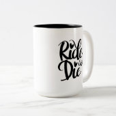 Ride or Die Mug, Coffee Mug, BFF Tweekleurige Koffiemok (Voorkant rechts)