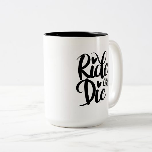 Ride or Die Mug, Coffee Mug, BFF Tweekleurige Koffiemok (Voorkant rechts)
