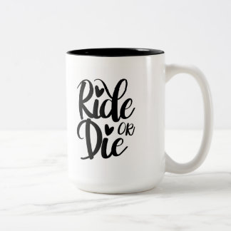 Ride or Die Mug, Coffee Mug, BFF Tweekleurige Koffiemok