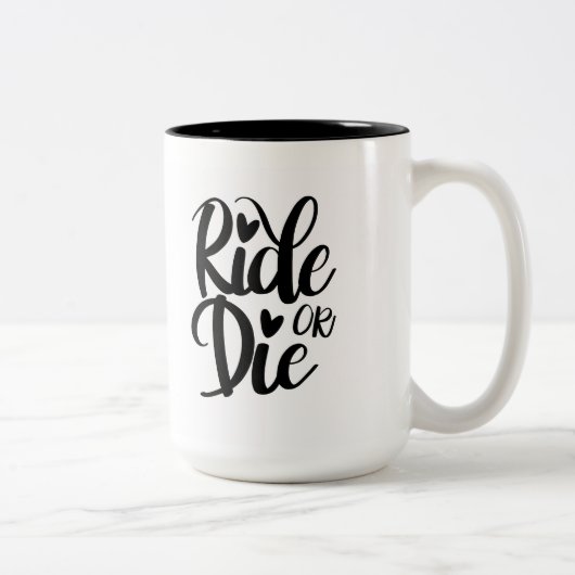 Ride or Die Mug, Coffee Mug, BFF Tweekleurige Koffiemok (Rechts)