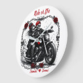Ride or Die Persoonlijk Skeleton Koppel Grote Klok (Hoek)