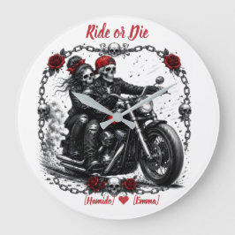 Ride or Die Persoonlijk Skeleton Koppel Grote Klok